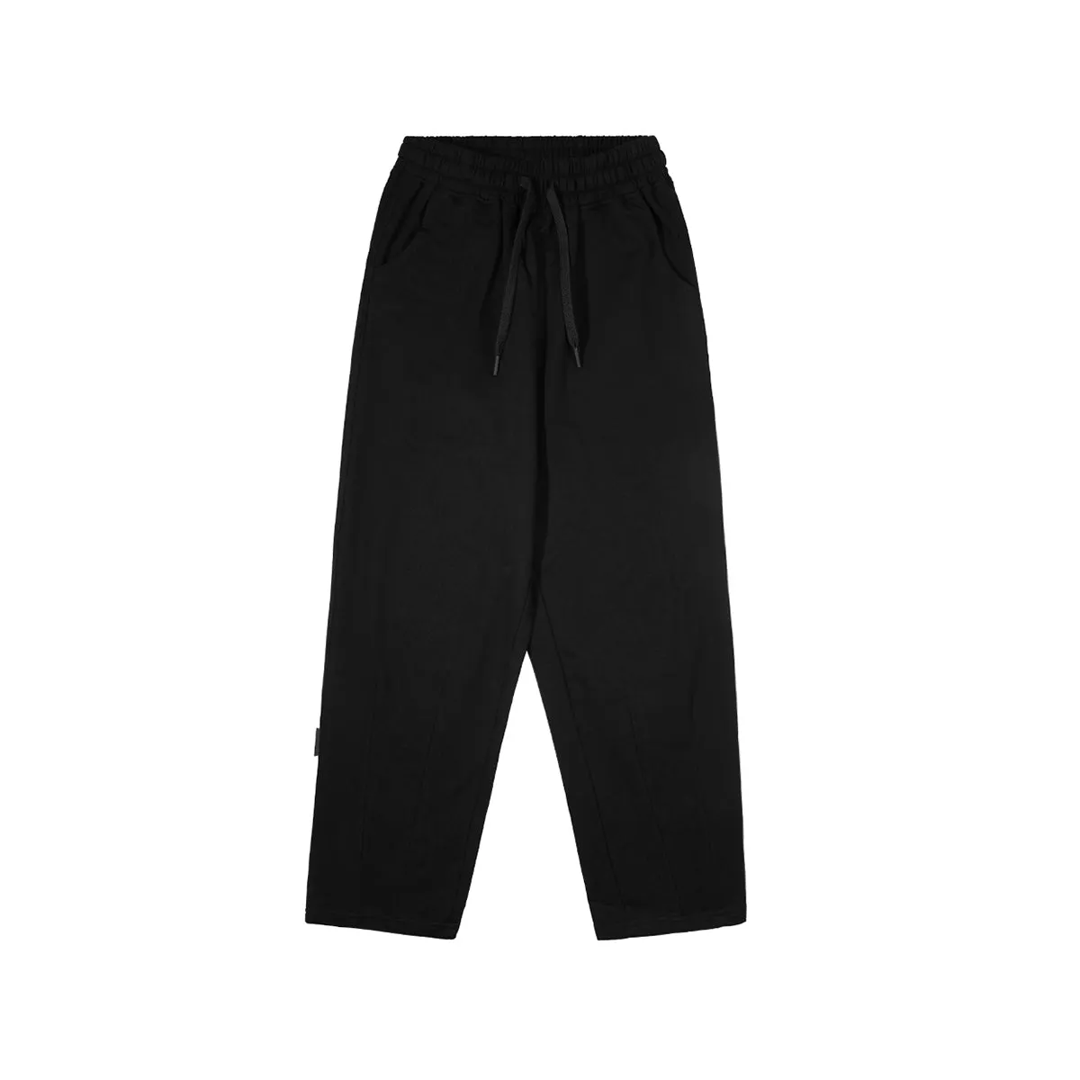 High Waist Drawstring Plain Loose Fit Black Sweatpants