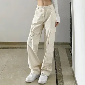 High Waist Pocket Strap Pants