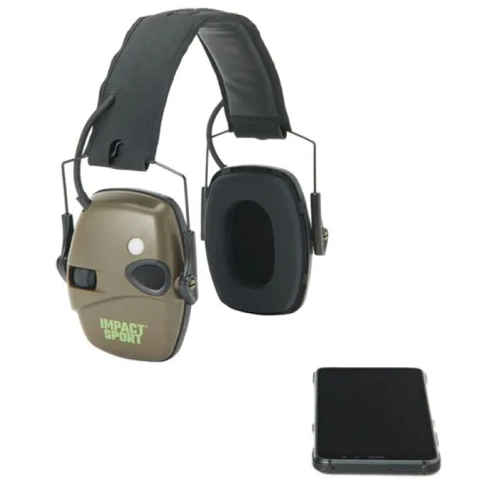 Honeywell Howard Leight R-02548 Impact Sport Electronic Shooting Earmuff with Bluetooth, Hunter Green, Medium/Large, Box of 2