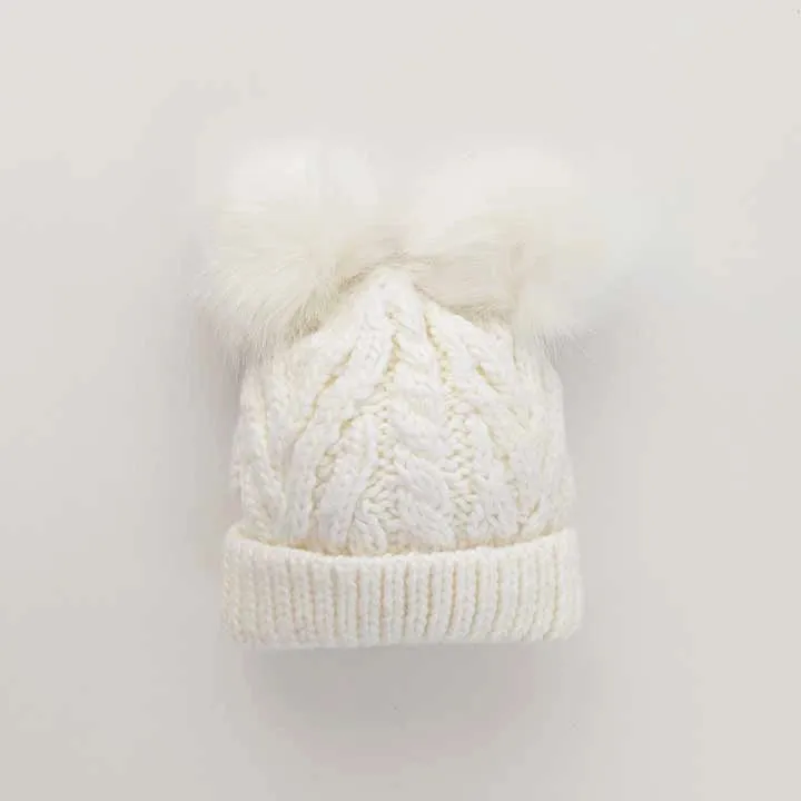 Huggalugs White Fluffer Beanie Hat