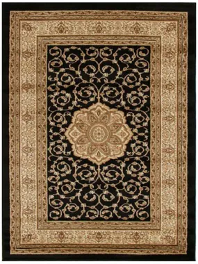 Istanbul Collection Medallion Classic Pattern Black Rug