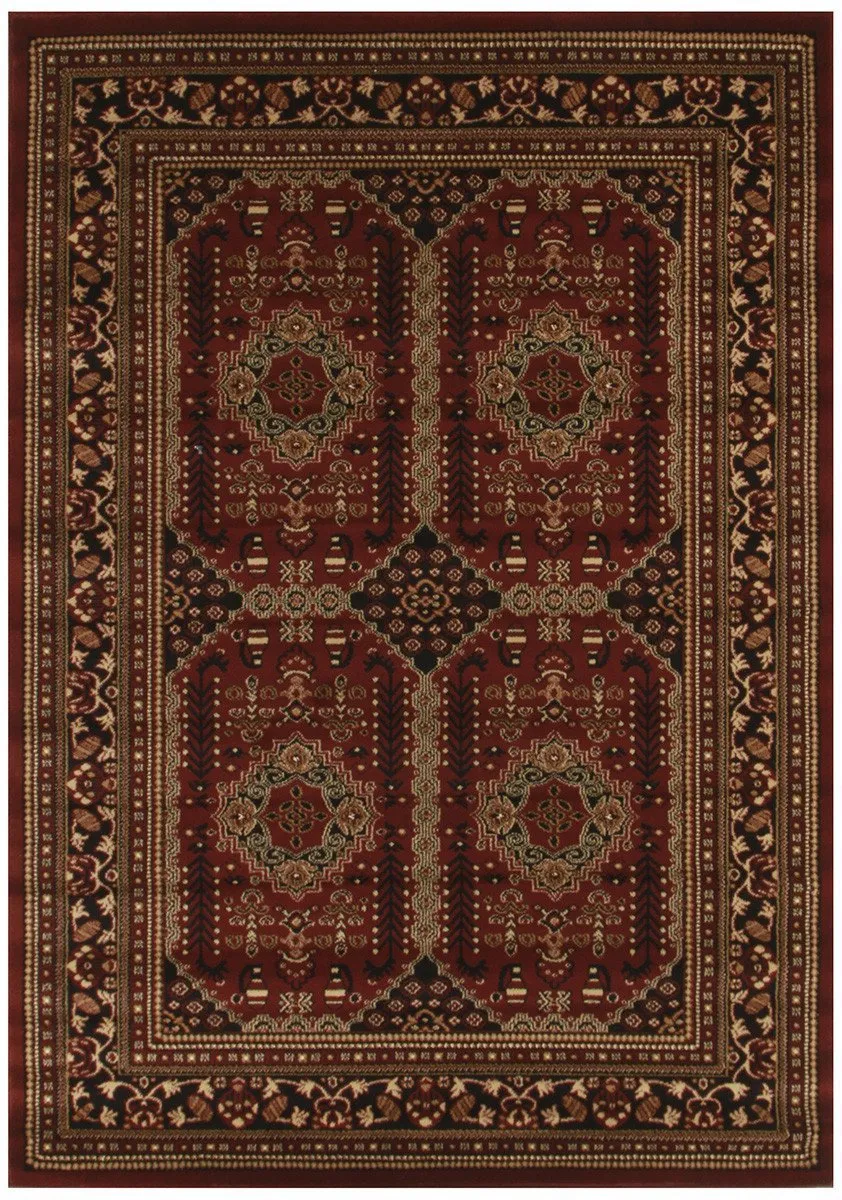 Istanbul Collection Traditional Afghan Design Burgundy Red Rug