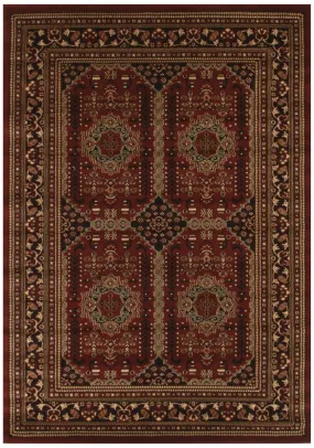 Istanbul Collection Traditional Afghan Design Burgundy Red Rug