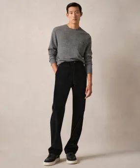 Italian Relaxed Velvet Trouser in Black