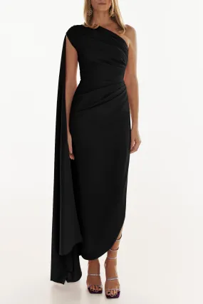 Kelly Crepe Ankle Length Dress in Black