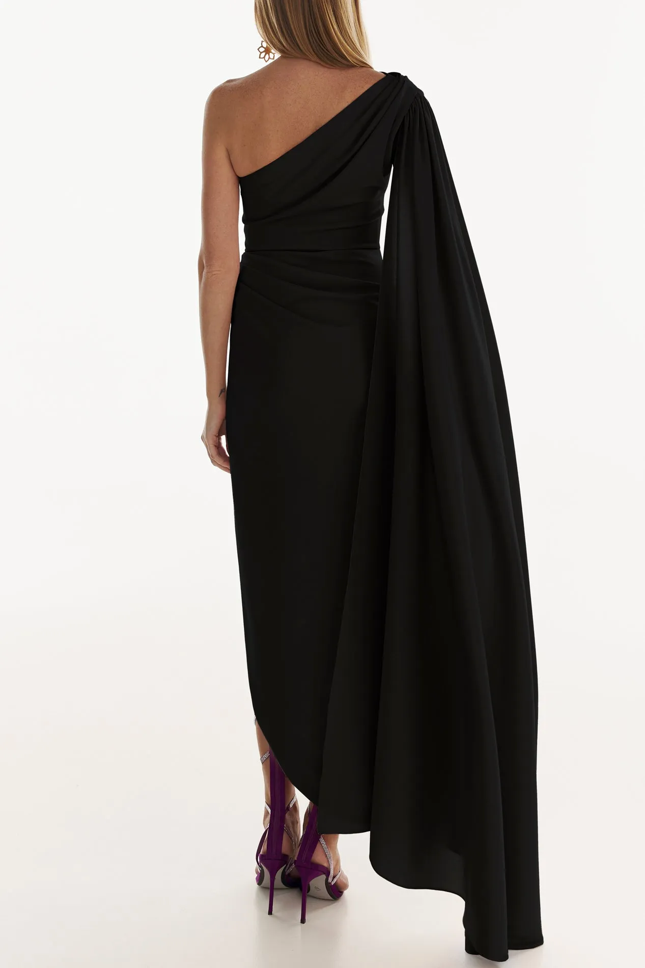 Kelly Crepe Ankle Length Dress in Black