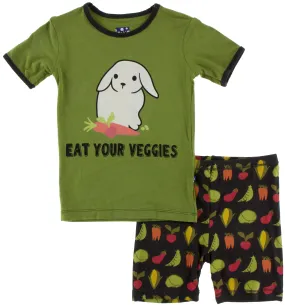 KicKee Pants Zebra Garden Veggies S/S Pajama Set with Shorts