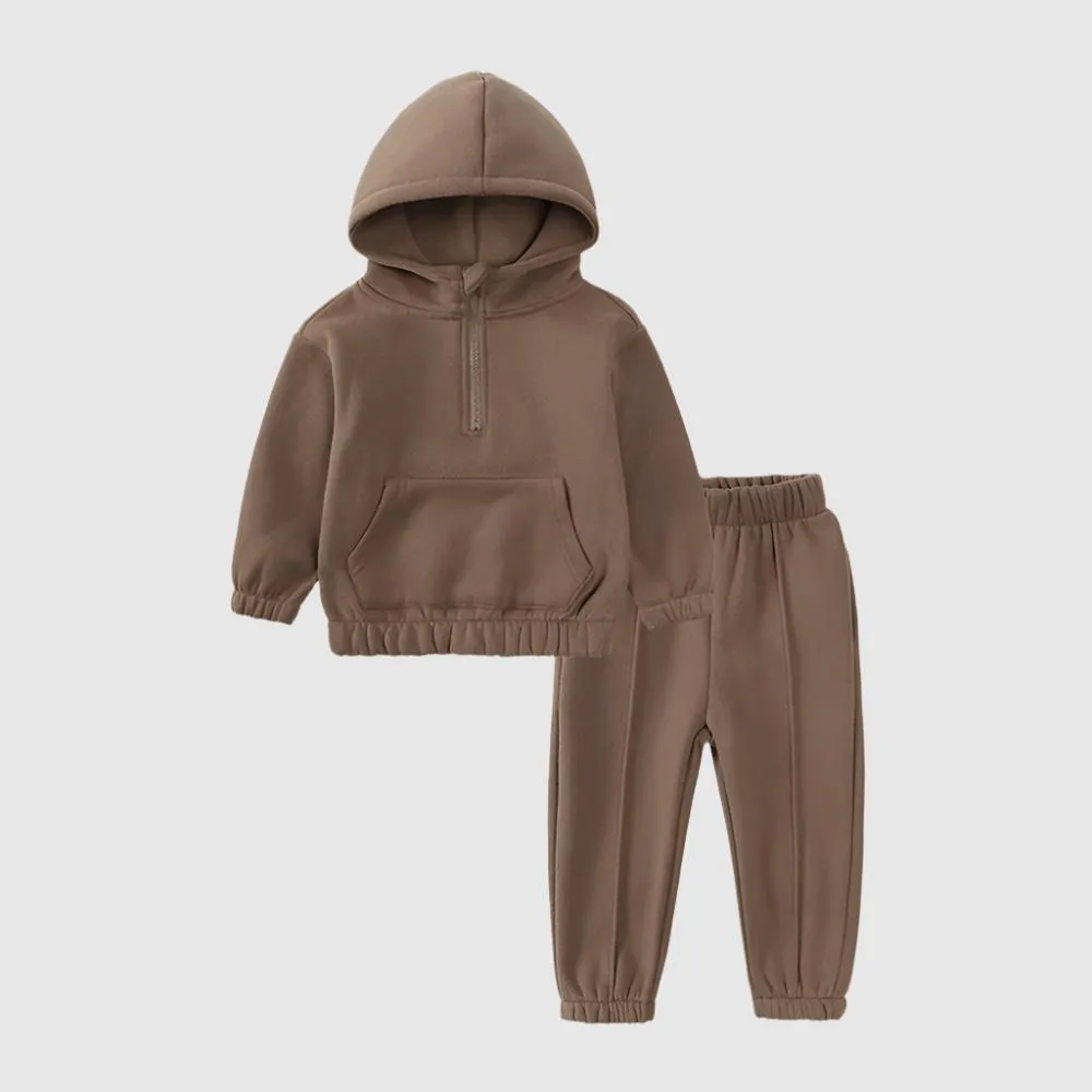 Kids Casual Warm Hoodie and Sweatpants Two Piece Outfit Set