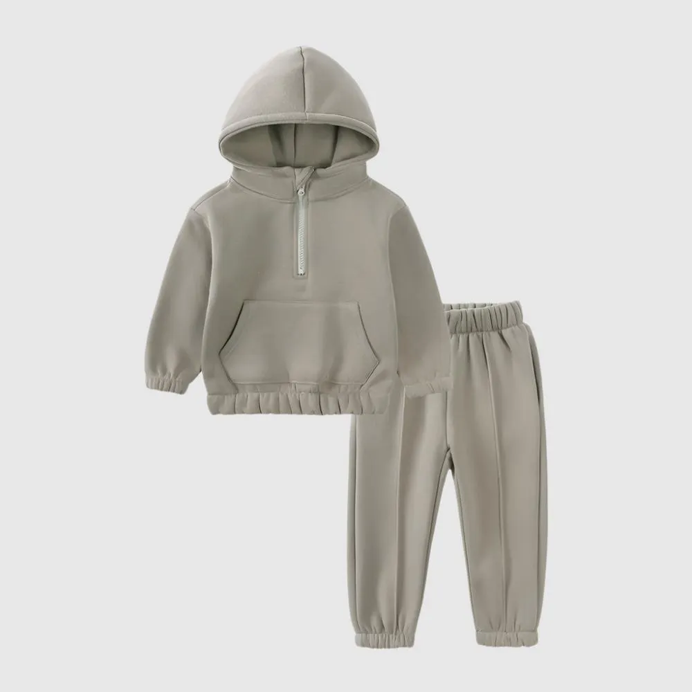 Kids Casual Warm Hoodie and Sweatpants Two Piece Outfit Set