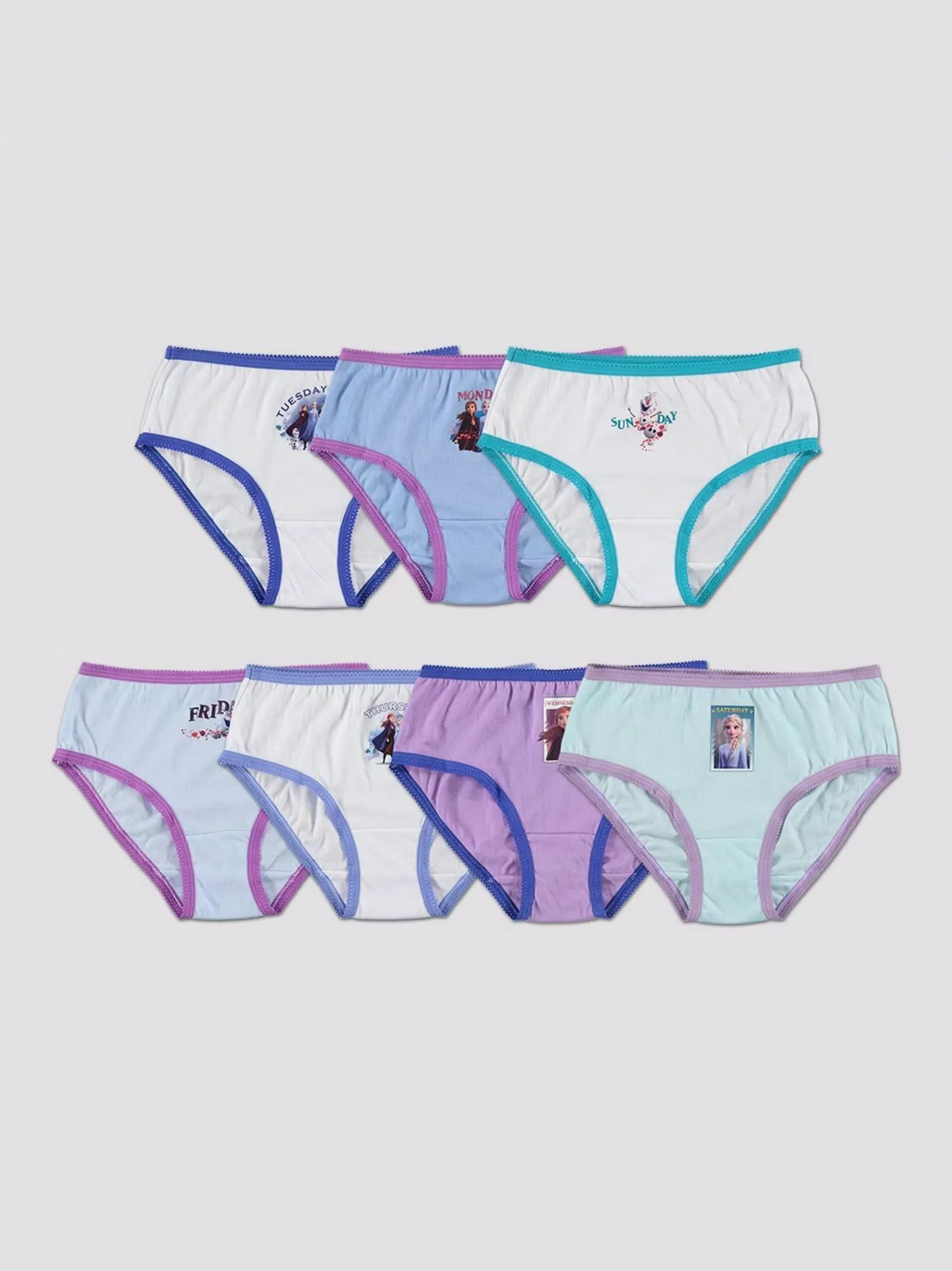 Kids Girl's 7 Pack Graphic Printed Briefs Set,Multi