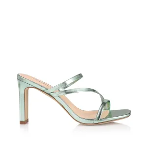 Kipper Block Heel Mules - Green Metallic