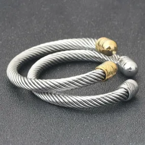 Knox Stainless Steel Cable Wire Cuff Bracelet