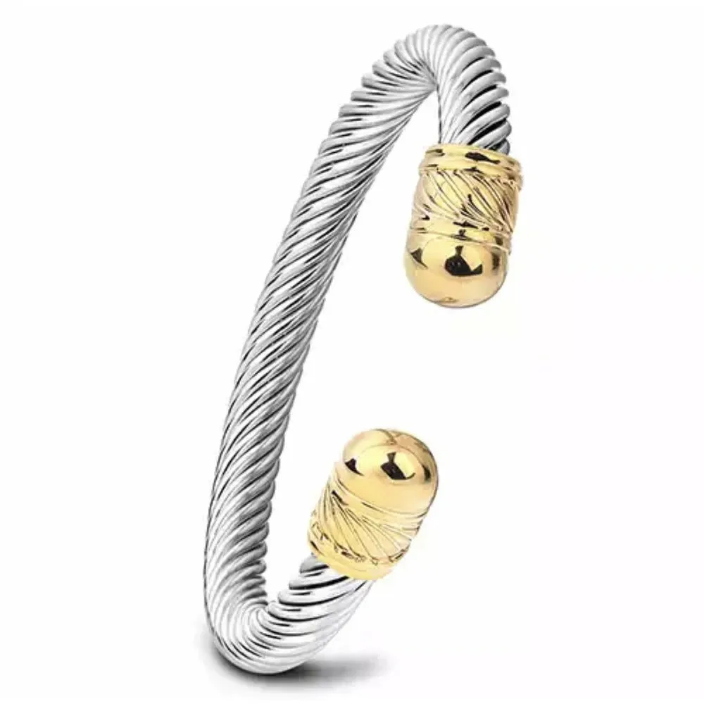 Knox Stainless Steel Cable Wire Cuff Bracelet