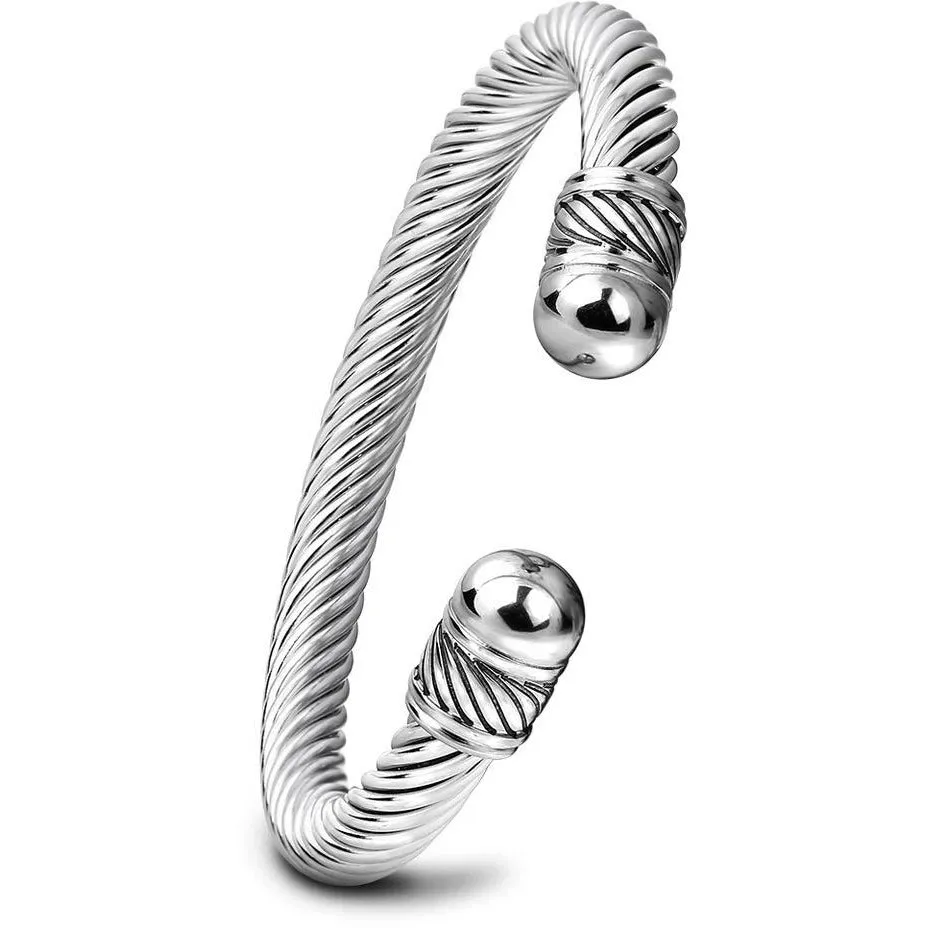 Knox Stainless Steel Cable Wire Cuff Bracelet