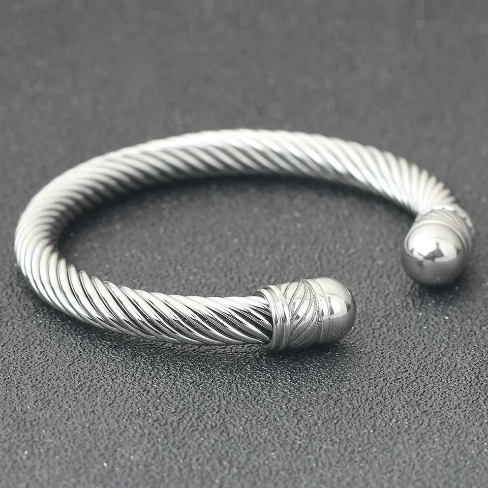 Knox Stainless Steel Cable Wire Cuff Bracelet