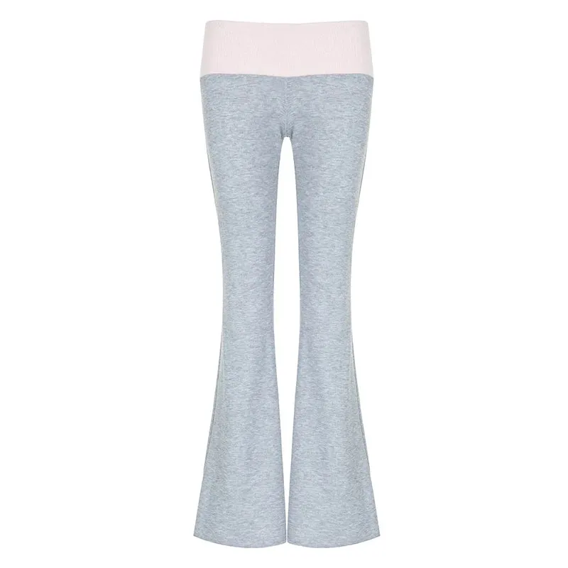 Korean Coquette Low Waisted Slim Autumn Sweatpants Casual Basic Flare Trousers Cutecore Skinny Boot Cut Pants Outfits