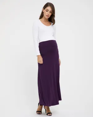 Lana Long Maternity Skirt - Plum