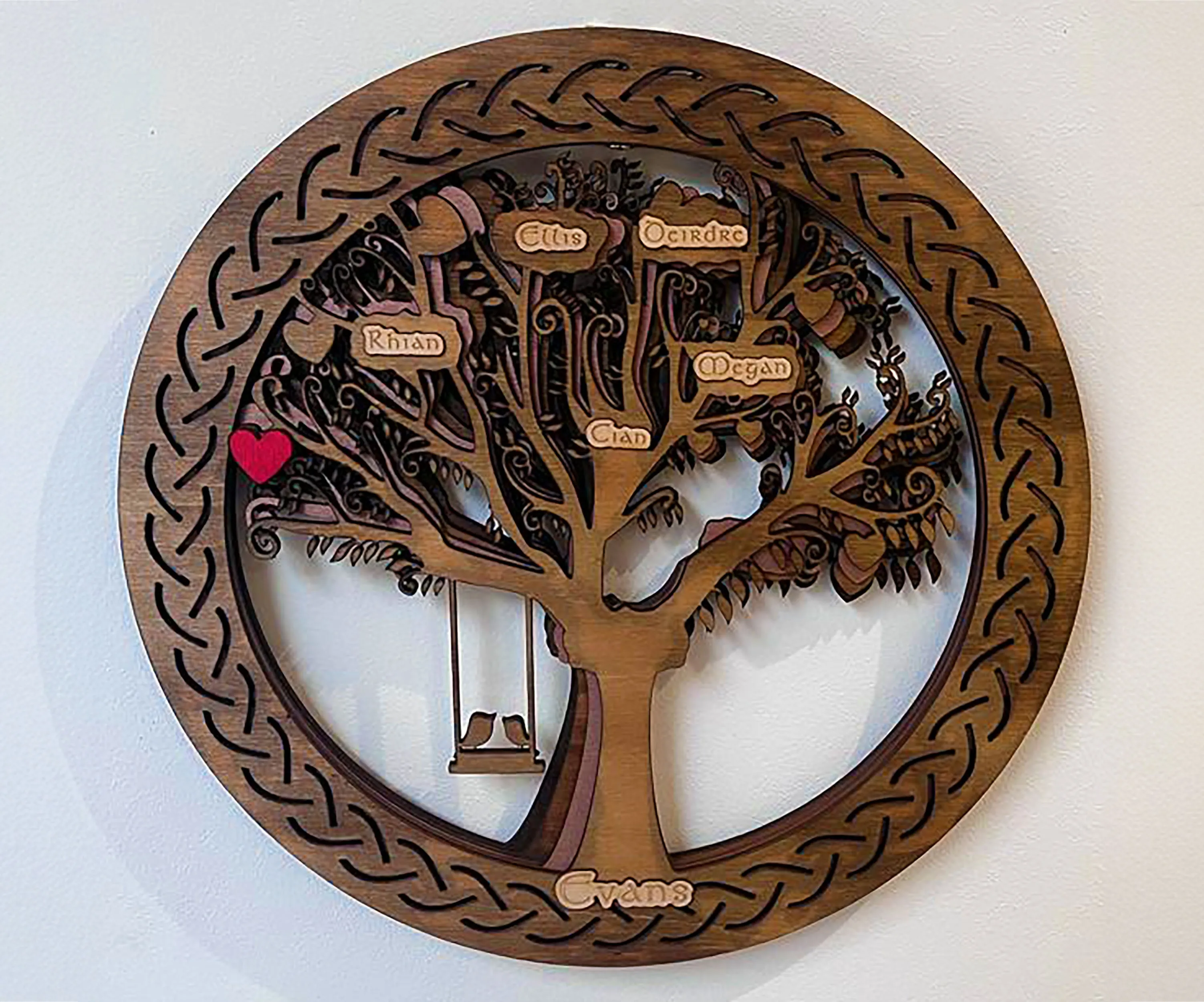 Laser cut layered Family Tree