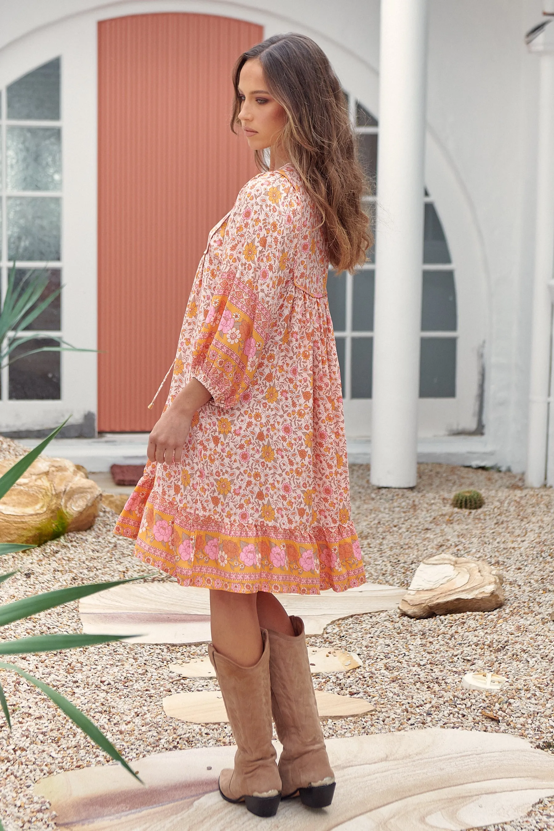 Leni Mini Dress - Pink/Orange