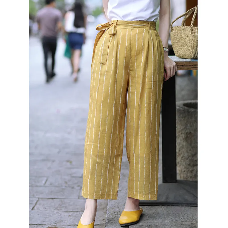 Linen Summer Autumn Women Casual Pants with Pockets SMM97203