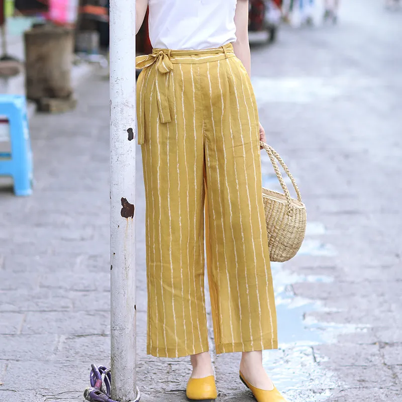 Linen Summer Autumn Women Casual Pants with Pockets SMM97203