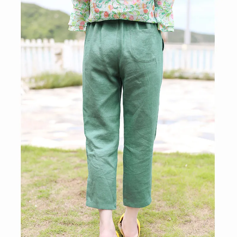 Linen Summer Autumn Women Casual Pants with Pockets SMM97225