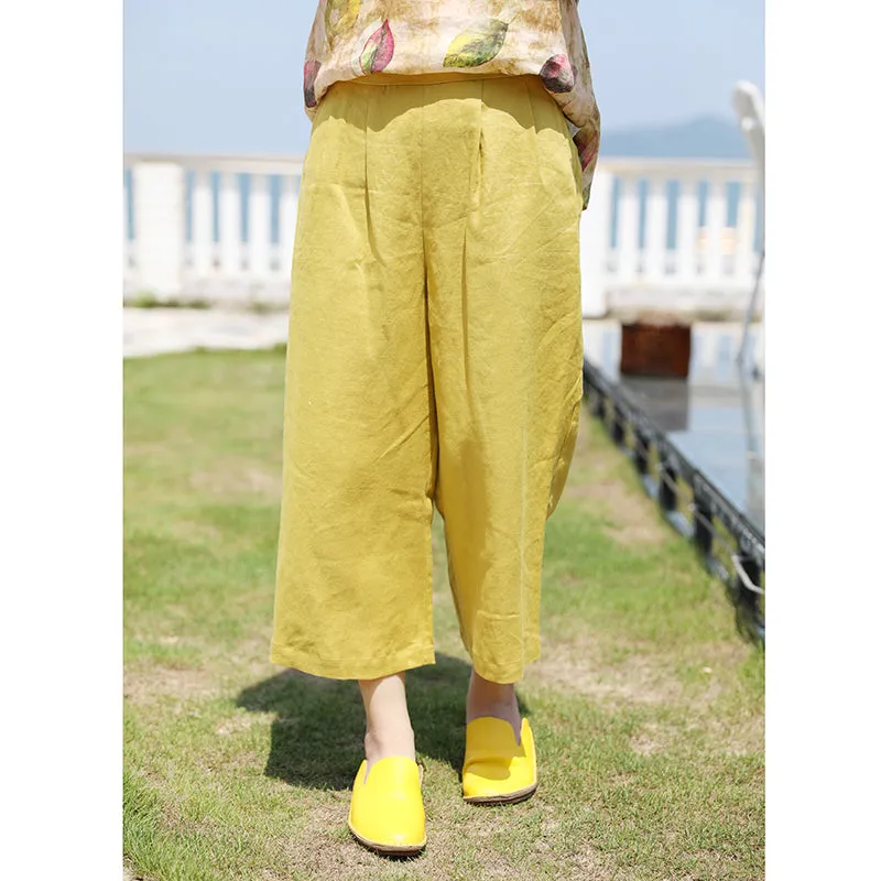 Linen Summer Autumn Women Casual Pants with Pockets SMM97227