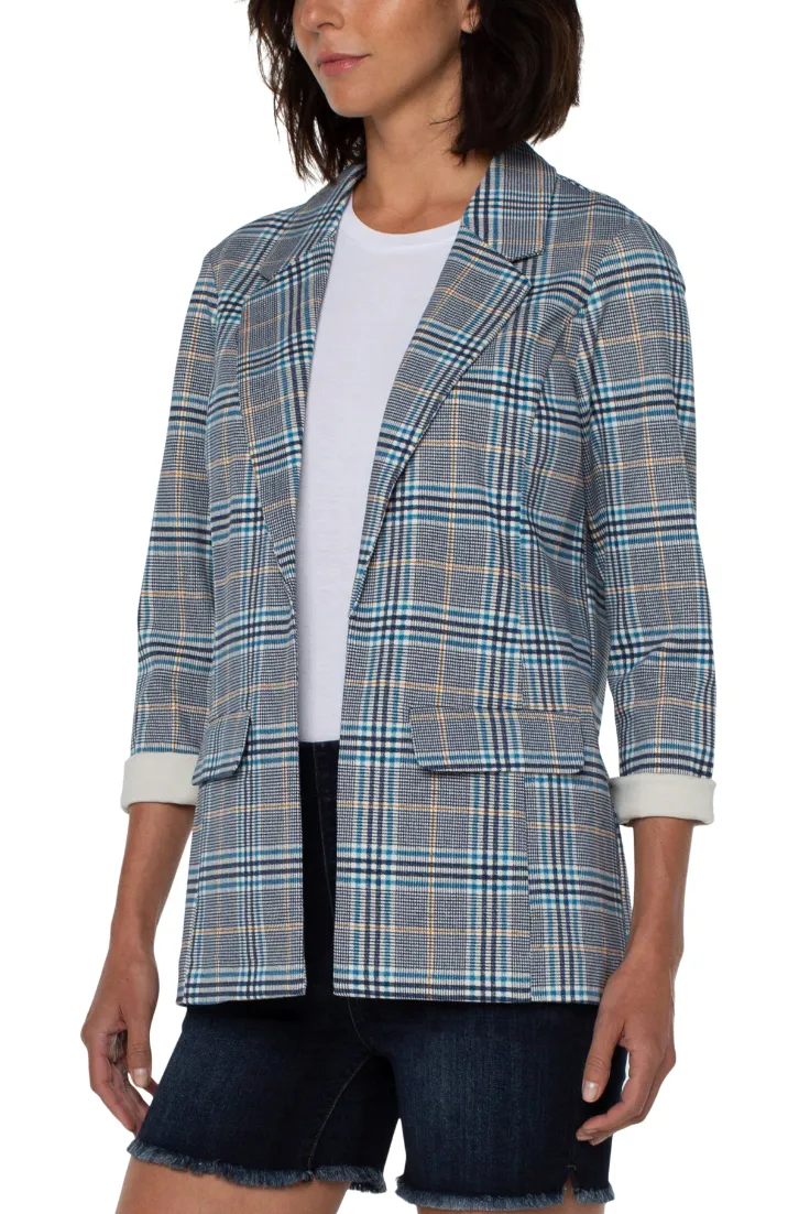 Liverpool Boyfriend Blazer w/Princess Darts - Royal Navy Glen Plaid