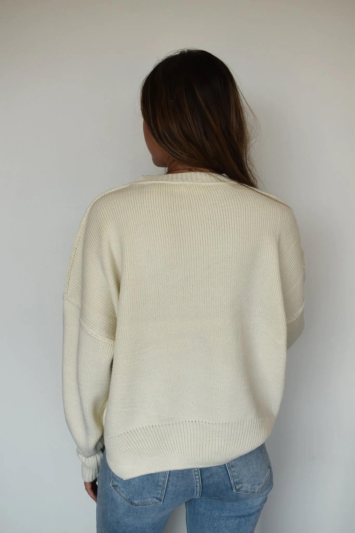 Loose Fit Knit Sweater- Cream