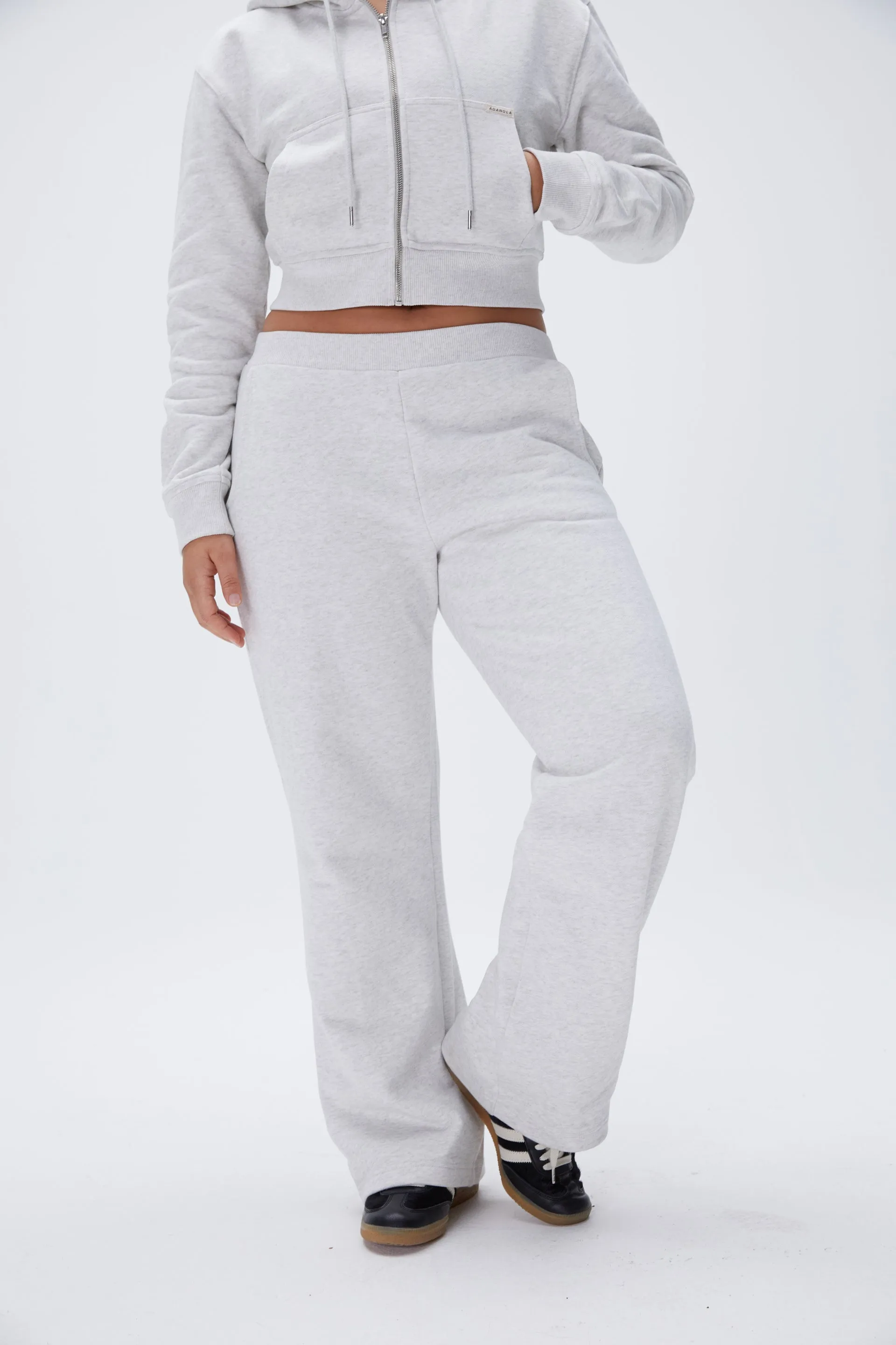 Low Rise Straight Leg Sweatpants - Light Grey Melange