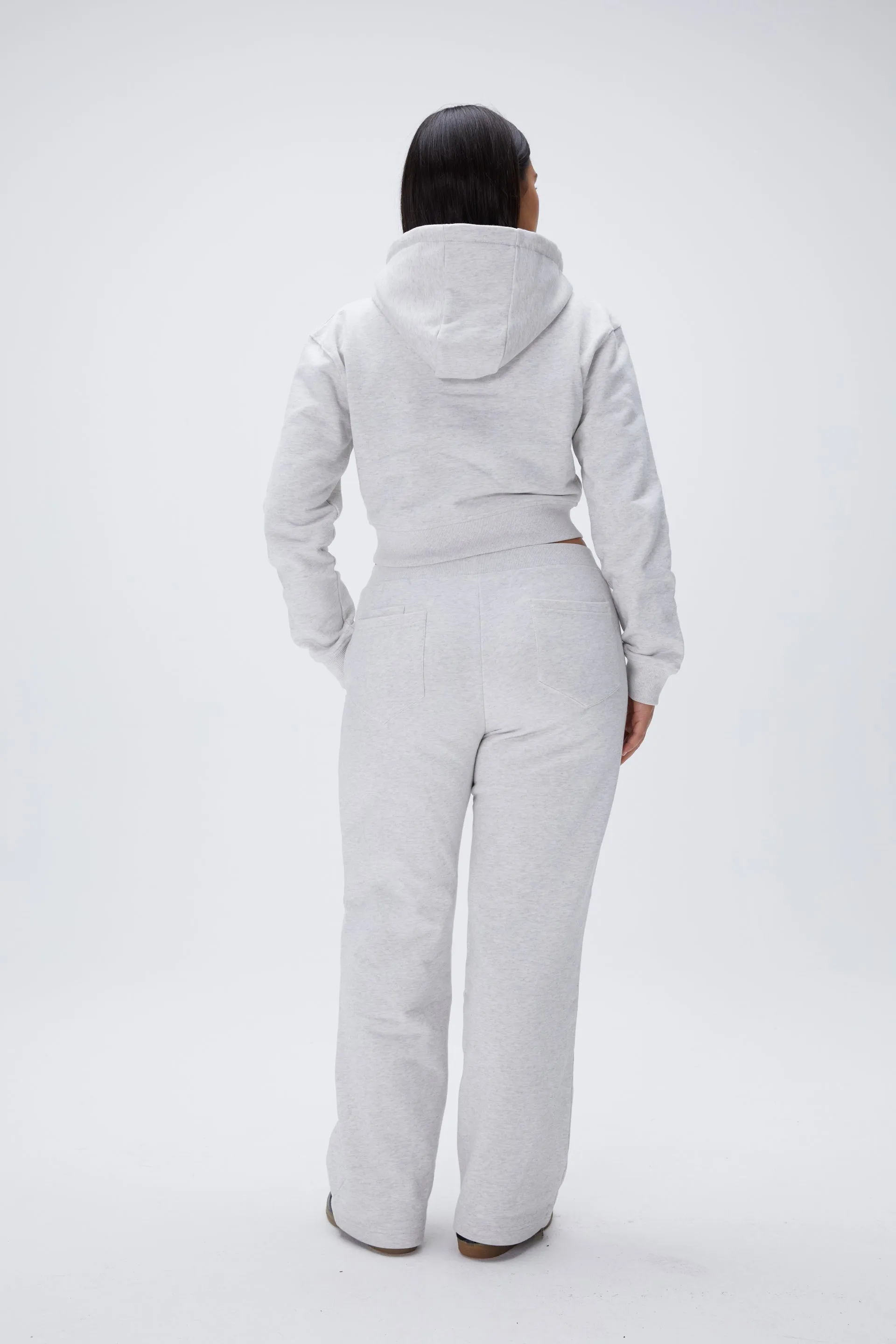 Low Rise Straight Leg Sweatpants - Light Grey Melange