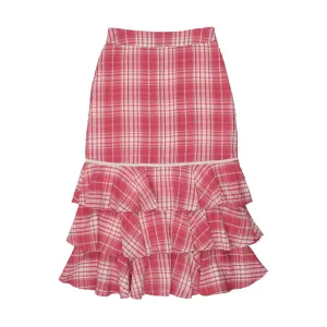 Maisonita Red Plaid Maxi Layered Skirt