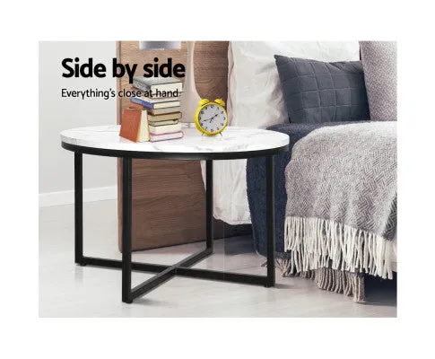 Marble Effect Coffee Side Table 70cm x 45cm