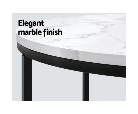 Marble Effect Coffee Side Table 70cm x 45cm