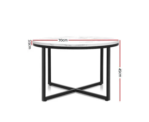 Marble Effect Coffee Side Table 70cm x 45cm