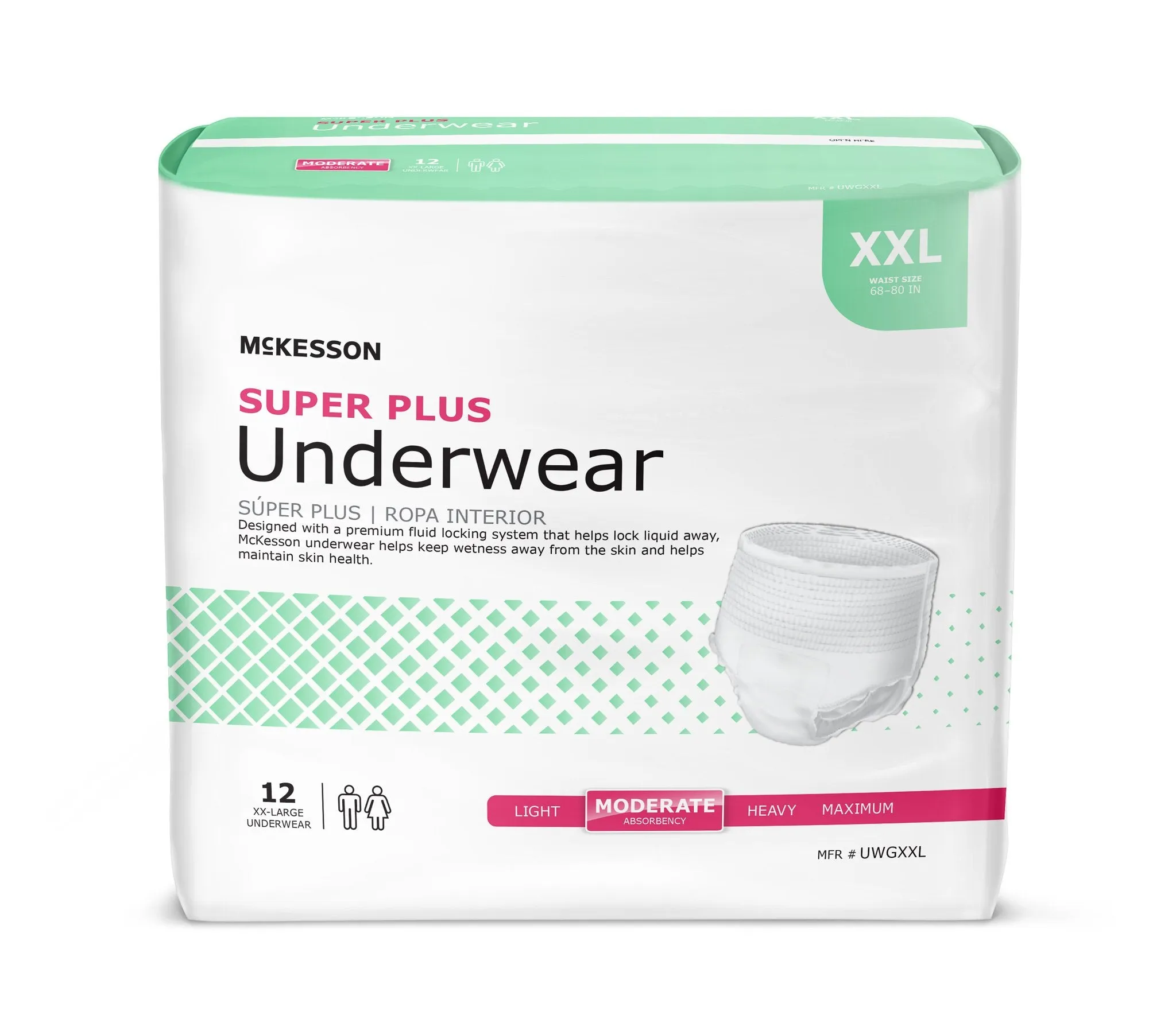 McKesson Super Plus Underwear, Adult Unisex, 2X-Large, Disposable, Latex-Free