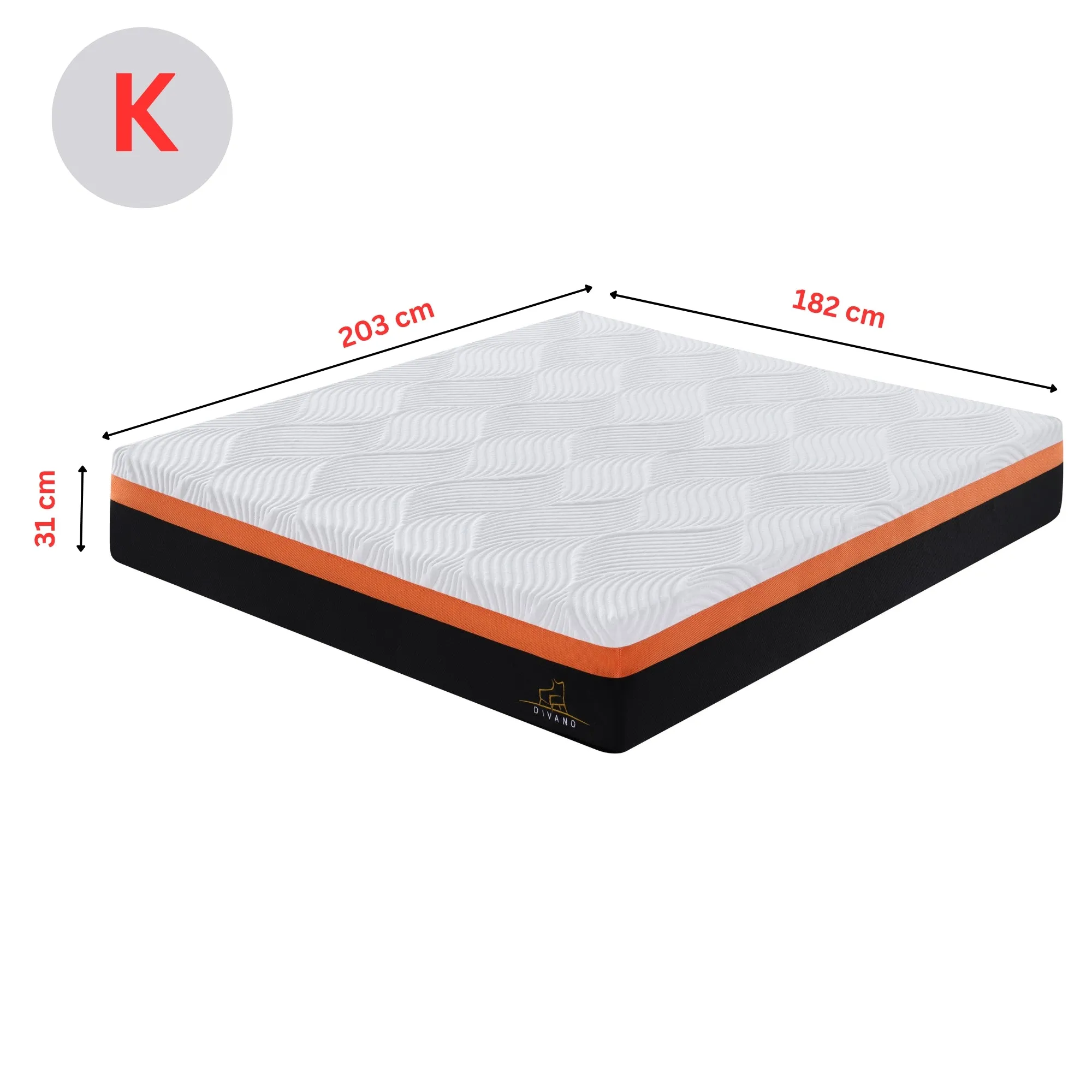 Medium-Firm Memory Foam King Mattress 31cm, Multi-Color