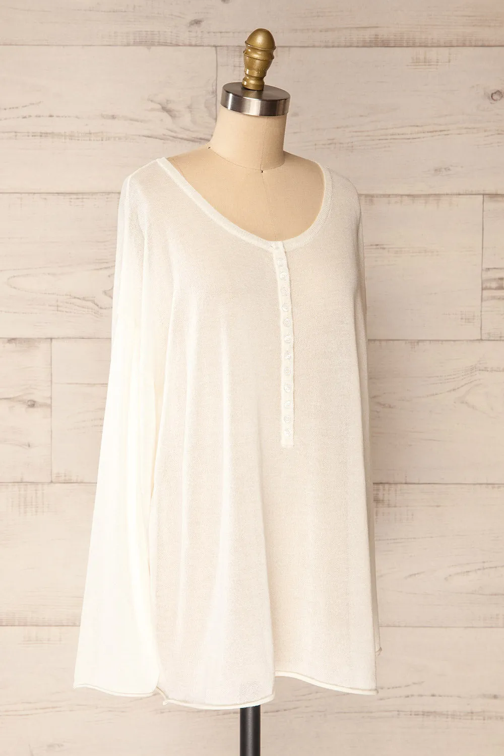 Melbourne Ivory | Sheer Oversized Long Sleeve Top