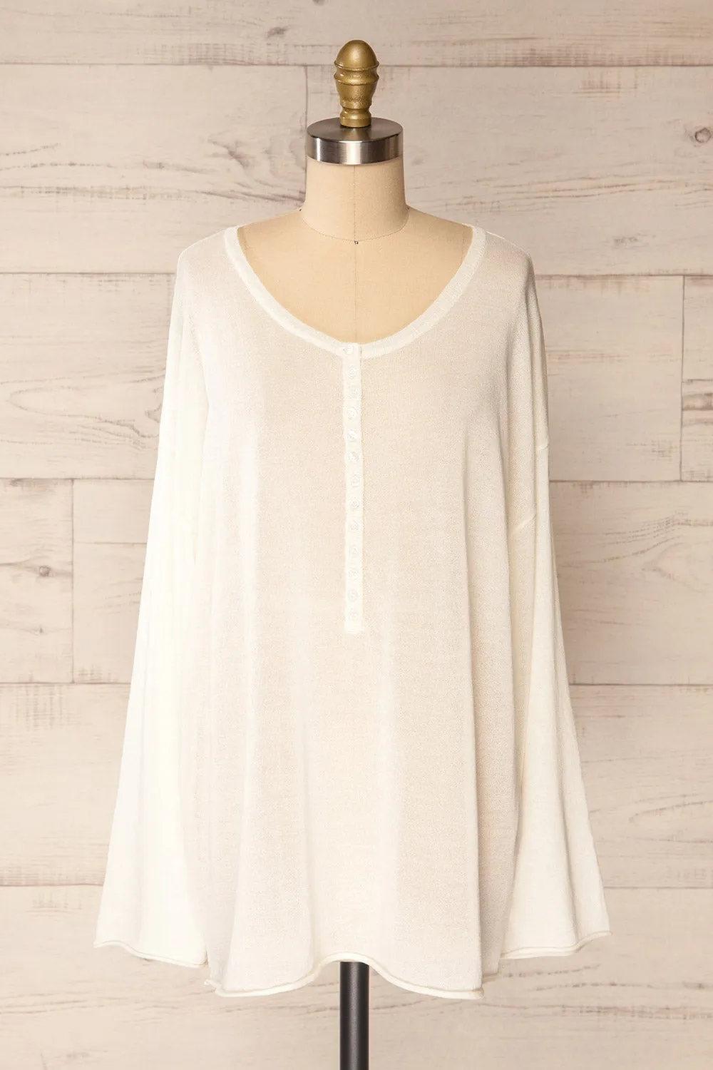 Melbourne Ivory | Sheer Oversized Long Sleeve Top