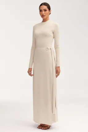 Melissa Jersey Maxi Dress with Wrap Skirt - Stone