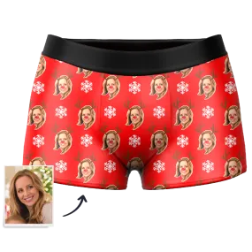 Men's Custom Christmas Reindeer Face Boxer Shorts