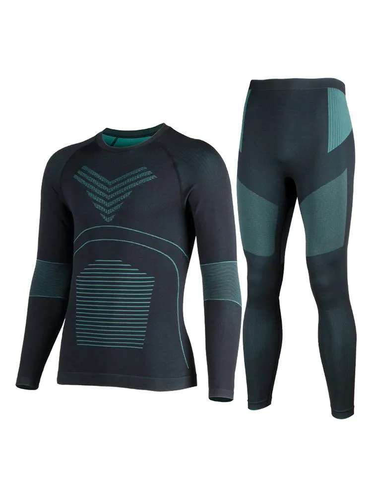 Men's Dark Green Underwear Ski Equipment Quick-Drying Set