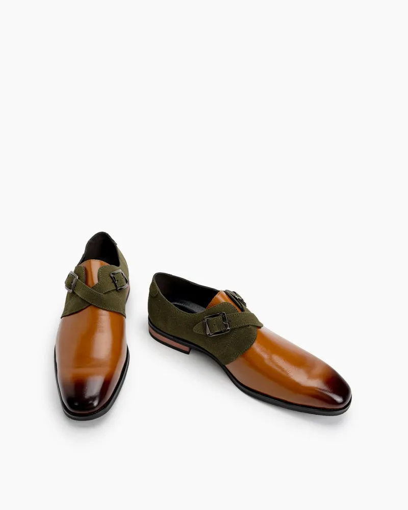 Men's Double Monk Strap Slip on Dress Loafers