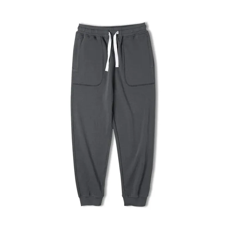 Men's Gray Sweatpants with Large Pockets and Drawstring Waist