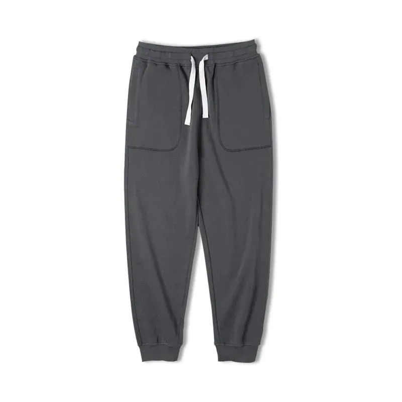 Men's Gray Sweatpants with Large Pockets and Drawstring Waist