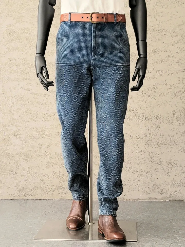 Men's Indigo Sashiko Tapered Pants - Japanese Style Trousers