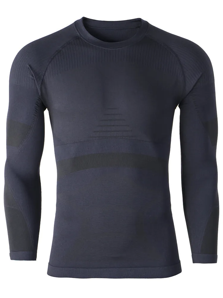 Men's Winter Grey Ski Thermal Underwear Set Wicking Quick-Drying