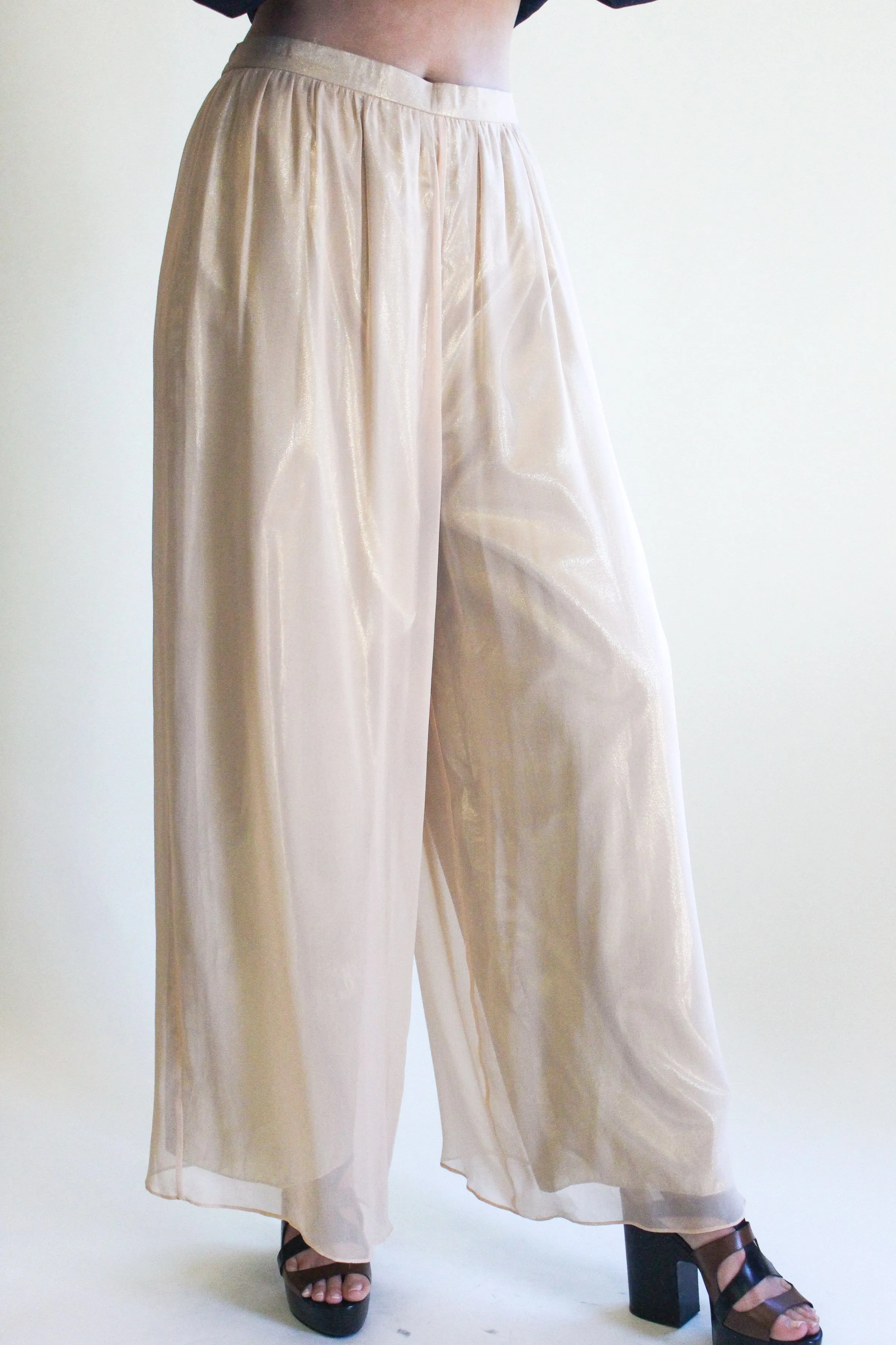 Metallic Wide Leg Pants