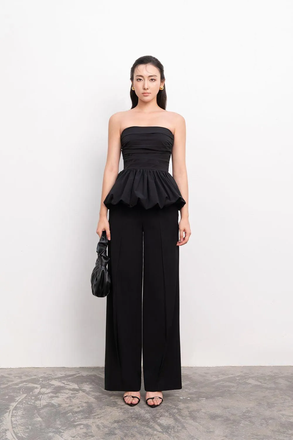 Micah Straight Wide Leg Crepe Ankle Length Pants