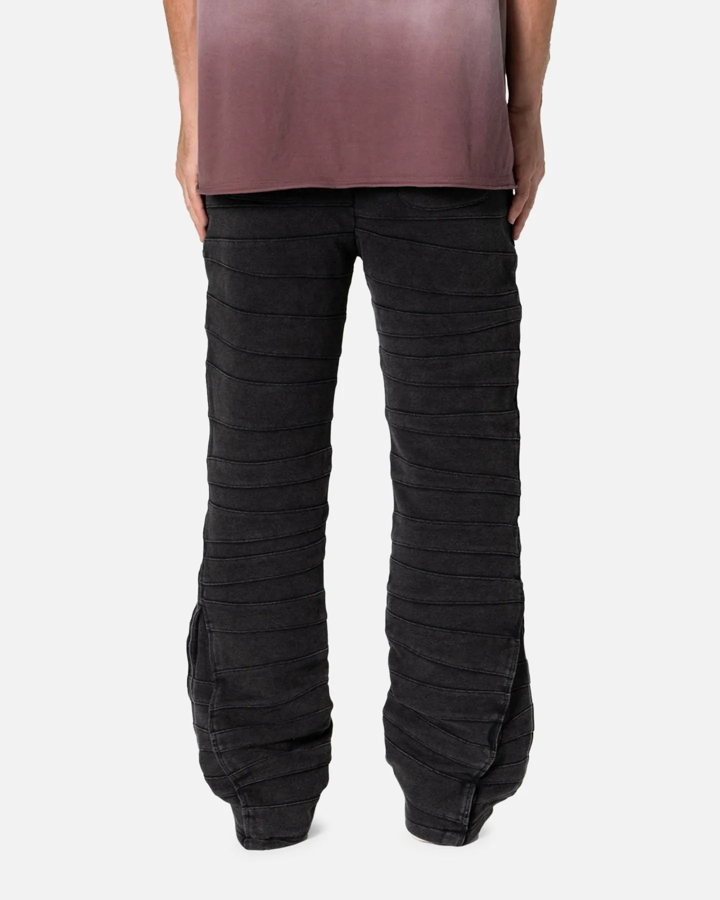 MNML Crease Panel Sweatpants Washed Black